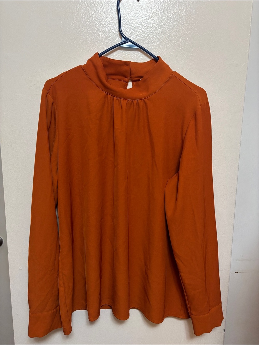 Calvin Klein Long-Sleeve High Neck blouse  in Rust